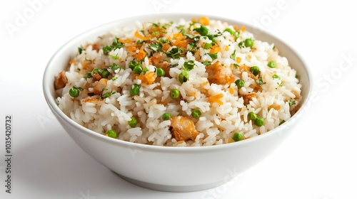 Bowl of Fried Rice with Peas and Carrots