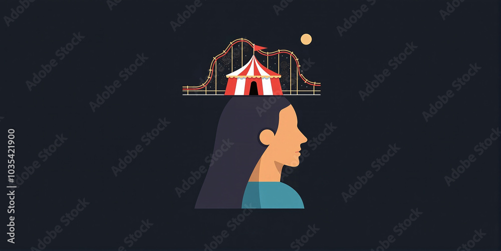 Obraz premium illustrative representation of a person who has emotional ups and downs in life due to stress or mental illness and emotional distress, borderline or depression