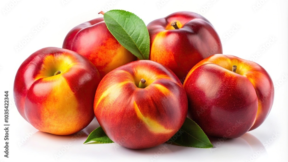 Low angle illustration of ripe nectarines isolated on white background Low angle illustration of ripe nectarines isolated on white background