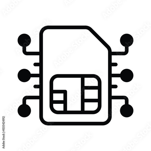 Esim chip card, embedded sim card vector design