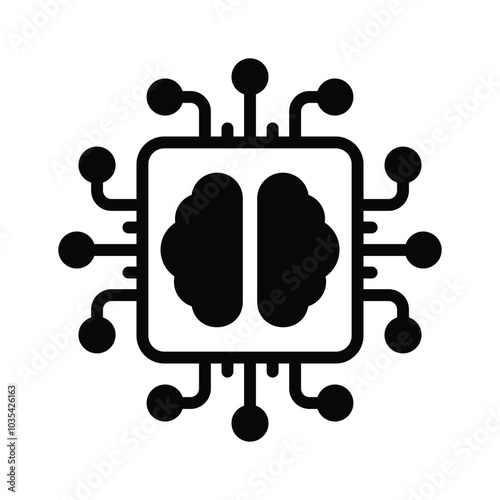 A processor chip brain, concept of brain processor vector icon photo