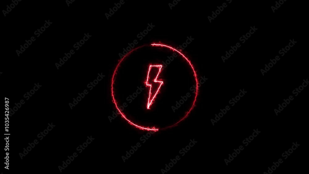 Glowing blue and pink neon line Battery icon animated video. Neon Bolt icon Animation. Charge flash icon on black background.