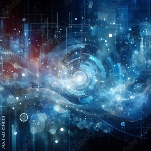 Futuristic technology abstract background with waves for network, big data, data center, server, internet, speed. Abstract neon lights in a digital technology tunnel.