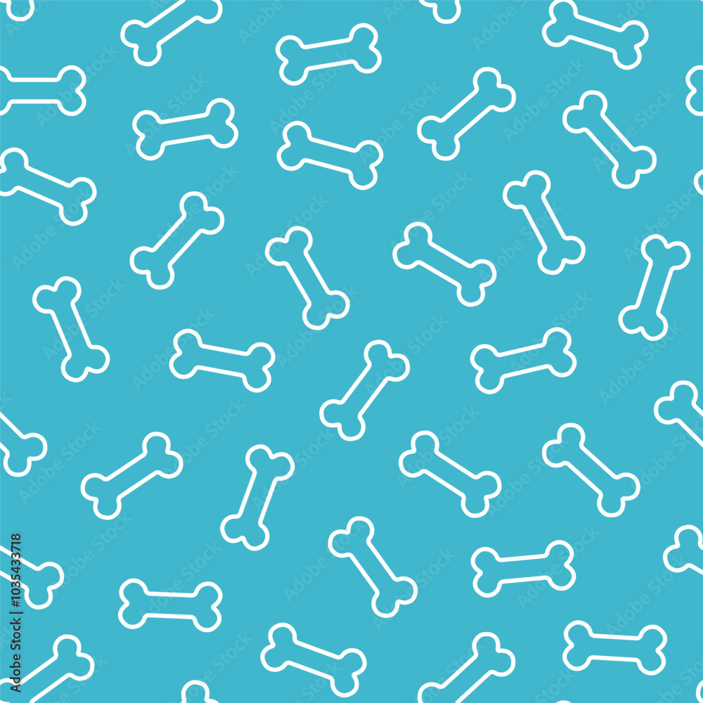 seamless pattern of collection of outline style white bones scattered on a blue background seamless pattern of collection of outline style white bones scattered on a blue background
