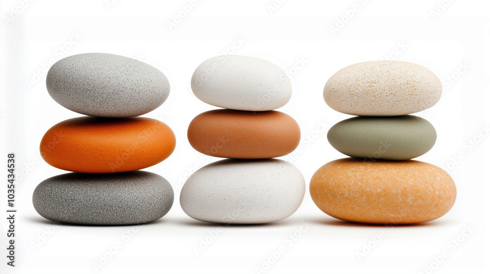 Stacked Colorful Stones in Perfect Balance, Symbol of Harmony and Zen, Minimalist Design Stacked Colorful Stones in Perfect Balance, Symbol of Harmony and Zen, Minimalist Design