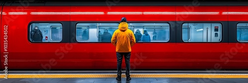 A person stands in front of a train window their silhouette casting a reflection on the glass as they gaze out capturing the ever changing urban landscape and its mirrored scenery photo