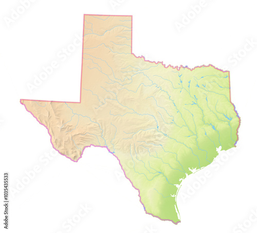 Map of the State Texas (US).