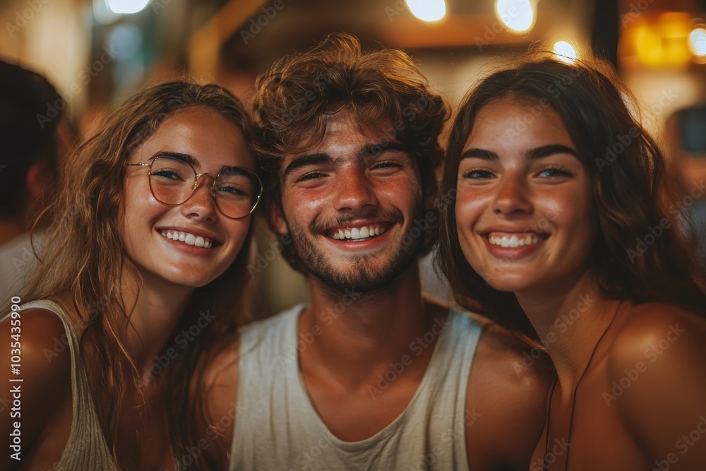 Young friends having a good time on a weekend night, Generative AI Young friends having a good time on a weekend night, Generative AI