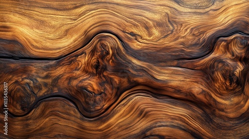 A detailed teak wood texture with rich, golden-brown tones and distinctive grain patterns. The surface shows a mix of straight and wavy lines, with occasional darker streaks and knots. 