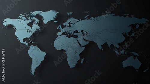 world map on black background
