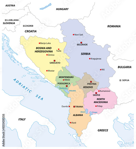 Map of the Western Balkan states