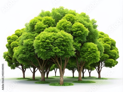 Isolated Green Trees on White Background - Nature Photography for Minimalist Design