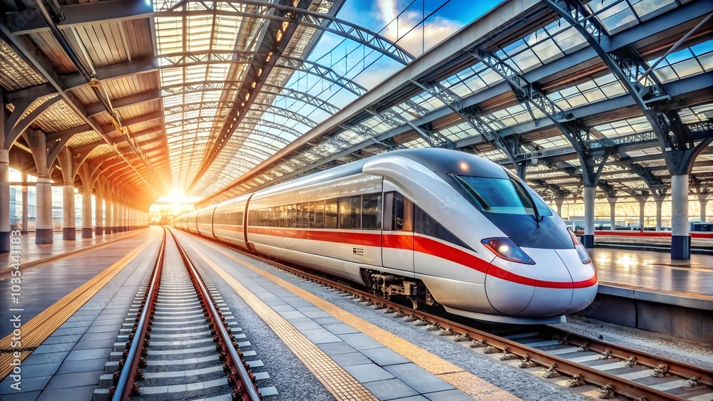 high speed commuter train on the railway station high speed commuter train on the railway station