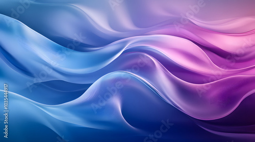 Soft abstract flowing waves in blue and purple hues. Gradient fluid background, silk-like fabric texture, futuristic digital art for website banners or design. Elegant and dynamic 3D-inspired motion 