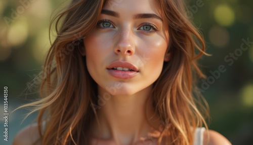 Gorgeous girl's expression on a simple background. A stunning portrait of innocence and grace.