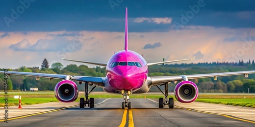 Low cost airline Wizz Air aircraft parked on the runway at Beauvais Paris airport
