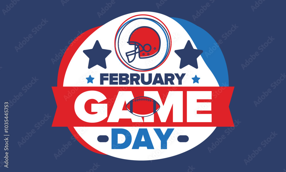Game Day. American football playoff. Super Party in United States. Final game of regular season. Professional team championship. Ball for american football. Sport poster. Vector illustration Game Day. American football playoff. Super Party in United States. Final game of regular season. Professional team championship. Ball for american football. Sport poster. Vector illustration