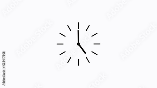 wall clock designed with simple details. Clock icon, minimal style. arrow show6 hr. from number 12 to 6. Timer, clock, stopwatch isolated vector icon. 