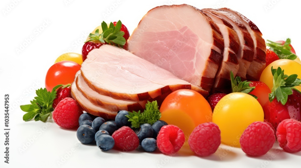Sliced Ham with Fresh Fruit and Berries Sliced Ham with Fresh Fruit and Berries