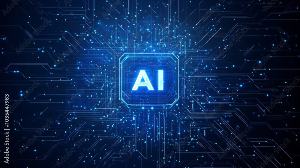Digital representation of AI with circuit patterns and glowing effects. Digital representation of AI with circuit patterns and glowing effects.