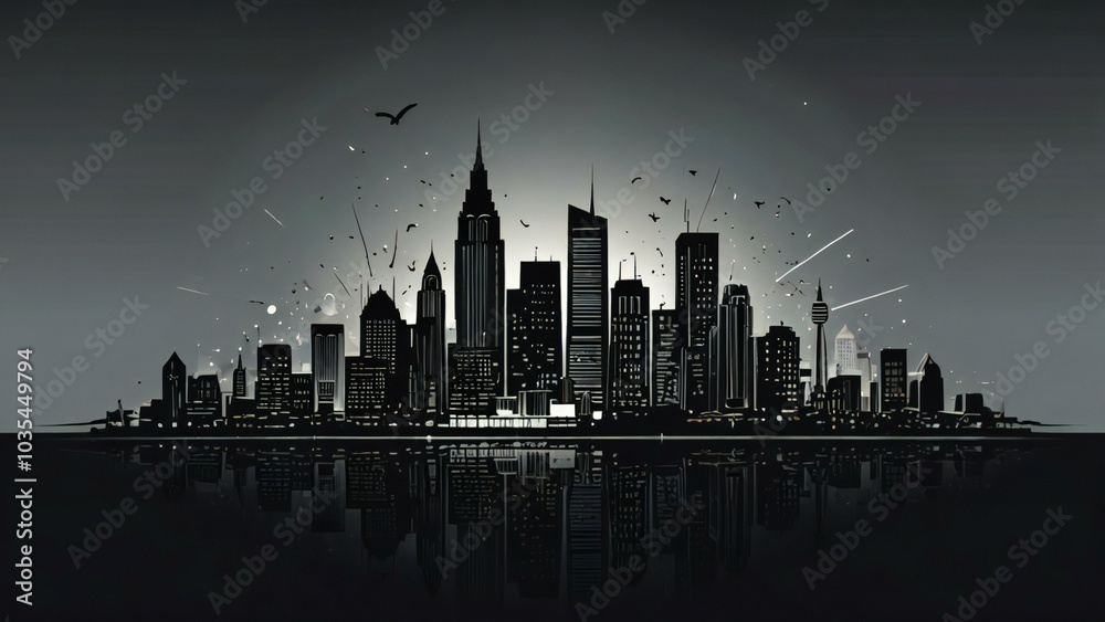 Obraz premium city skyline silhouette