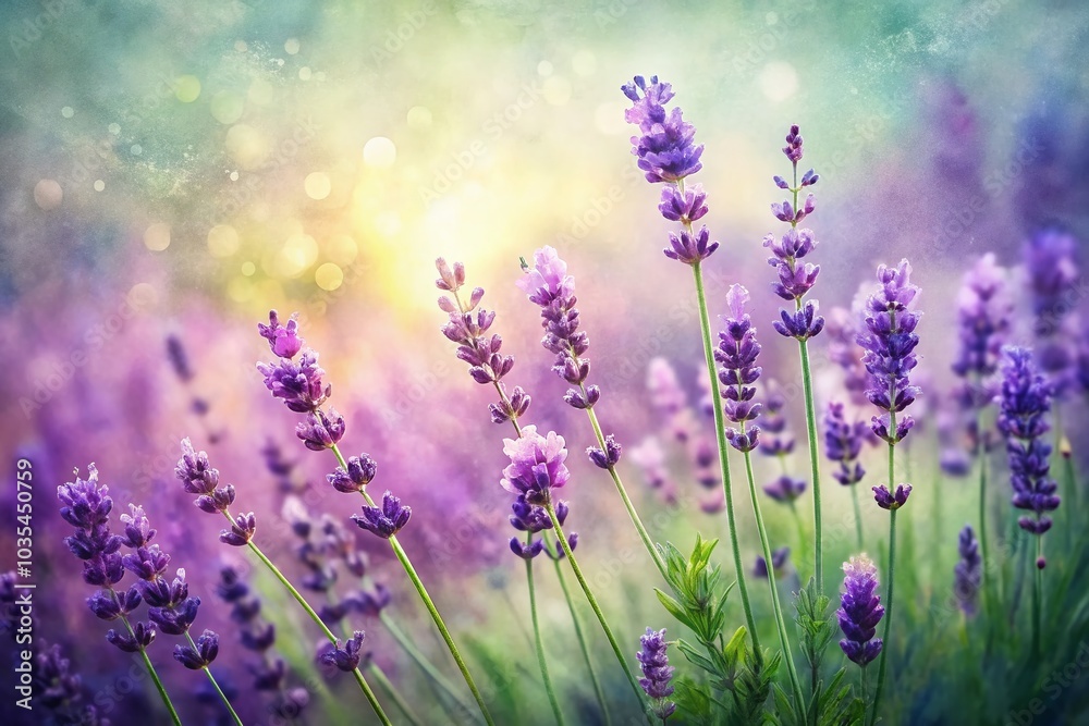 Obraz premium Low Light Watercolor Lavender Elements for Serene Home Decor and Design
