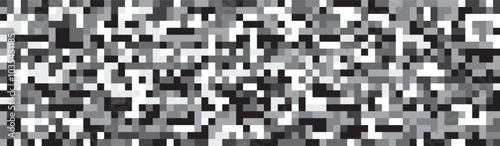 Black noise texture. Rough grainy pixel pattern