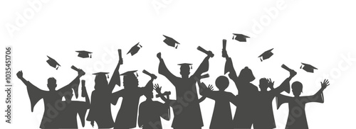 College university graduation silhouette image