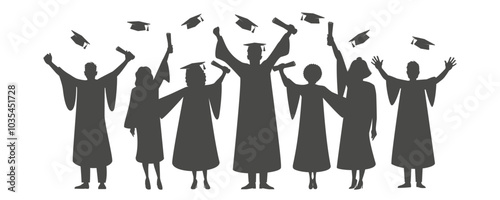 College university graduation silhouette image