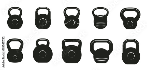 Kettle bell gym icon set vector