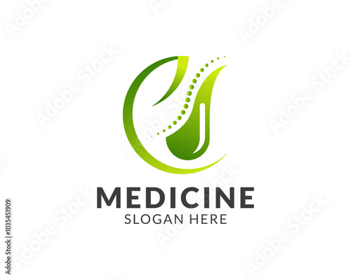 Natural medicine logo icon vector template design with gradient green leaf and medicine concept for healthcare and medical clinics.