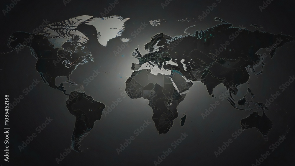 world map on black background world map on black background