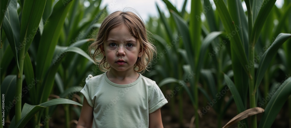 Ghostly child appears sinister amidst creepy cornfield Ghostly child appears sinister amidst creepy cornfield