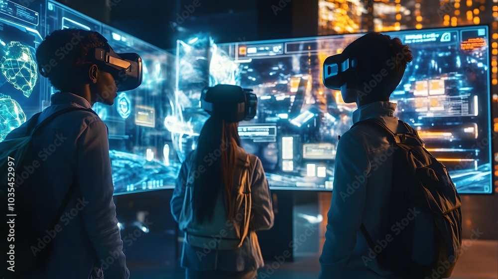 Experiencing virtual technology world. Mixed media. Experiencing virtual technology world. Mixed media.
