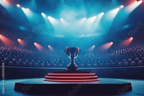 Winner Pedestal. Sport Success and Victory Concept with Trophy Award