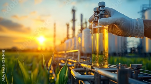 Towering biofuel storage tanks situated within a state of the art eco friendly processing plant showcasing the latest advancements in sustainable energy infrastructure and production