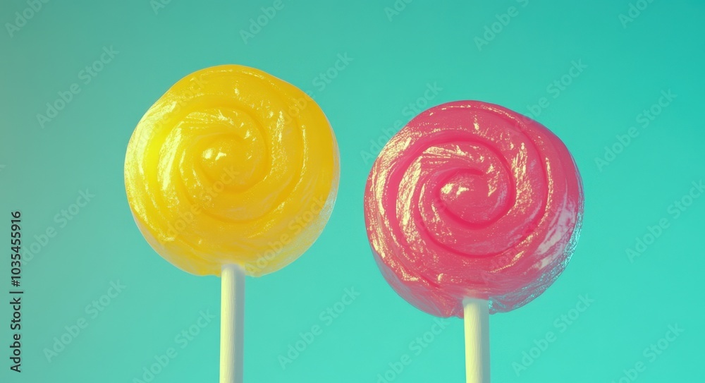 Yellow Lollipop. Colorful Candy and Sweet Lollipops in Vibrant Background Yellow Lollipop. Colorful Candy and Sweet Lollipops in Vibrant Background