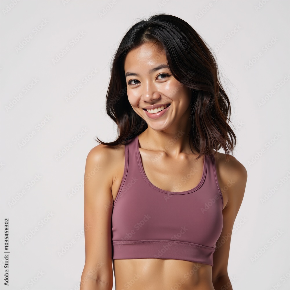 Portrait of a youthful sports enthusiast wearing athletic attire with a warm smile Portrait of a youthful sports enthusiast wearing athletic attire with a warm smile