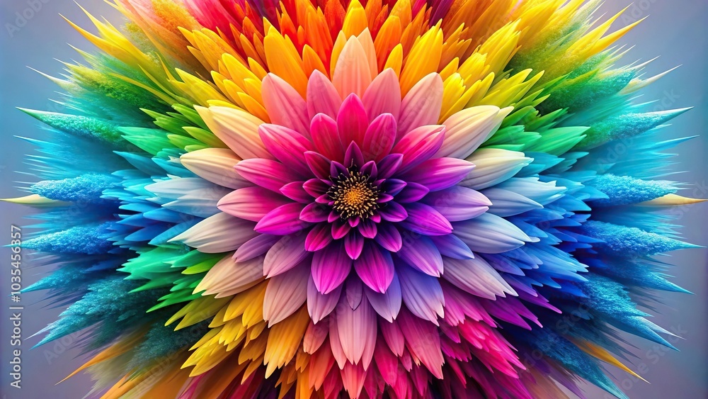 A vibrant aerial background of flower shapes bursting with color