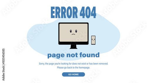 Error 404 - Page not found - Monitor and mobile with sad faces