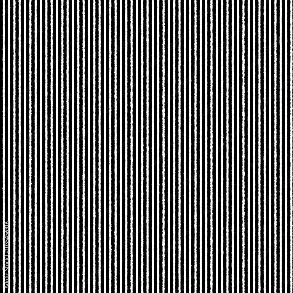 Obraz premium Seamless striped geometric pattern with hand-drawn style vertical irregular thin black lines on a white background. Monochrome linear texture.