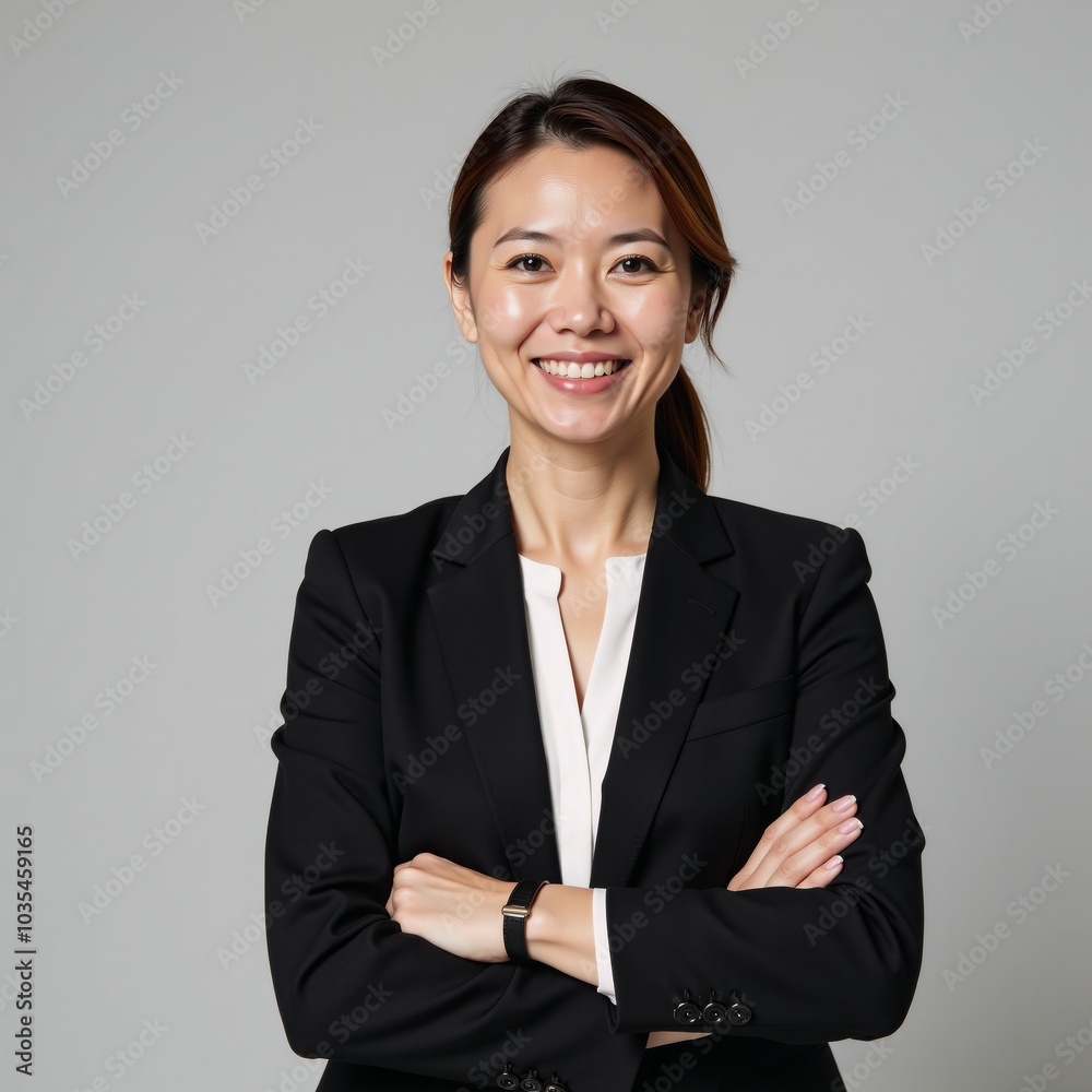 A successful career-oriented middle-aged female executive working in finance or HR industry