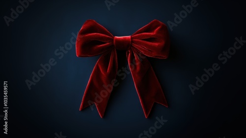 Holiday ribbon bow. Design element for greeting card poster