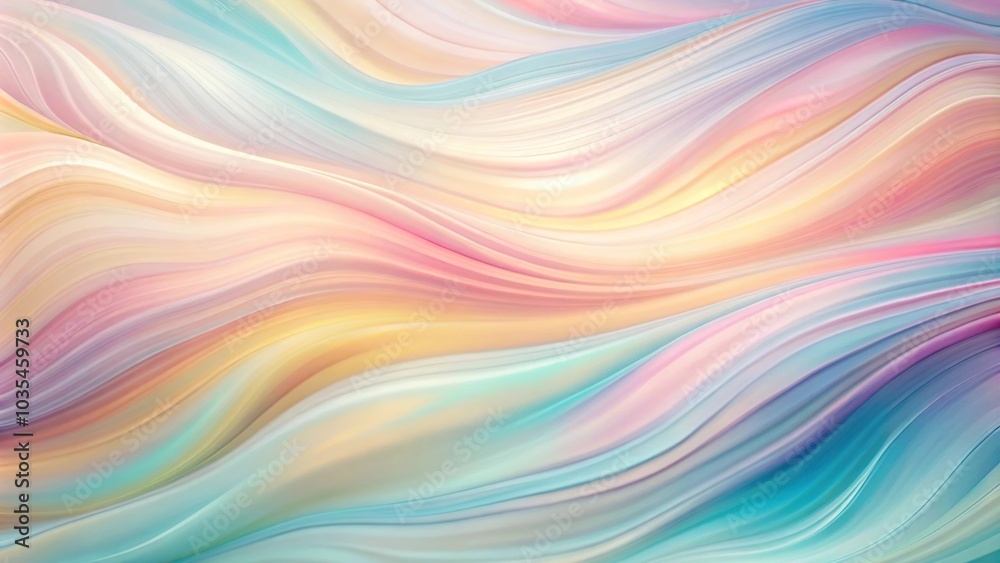 Abstract painting with soft pastel colors and smooth wavy shapes at a tilted angle Abstract painting with soft pastel colors and smooth wavy shapes at a tilted angle