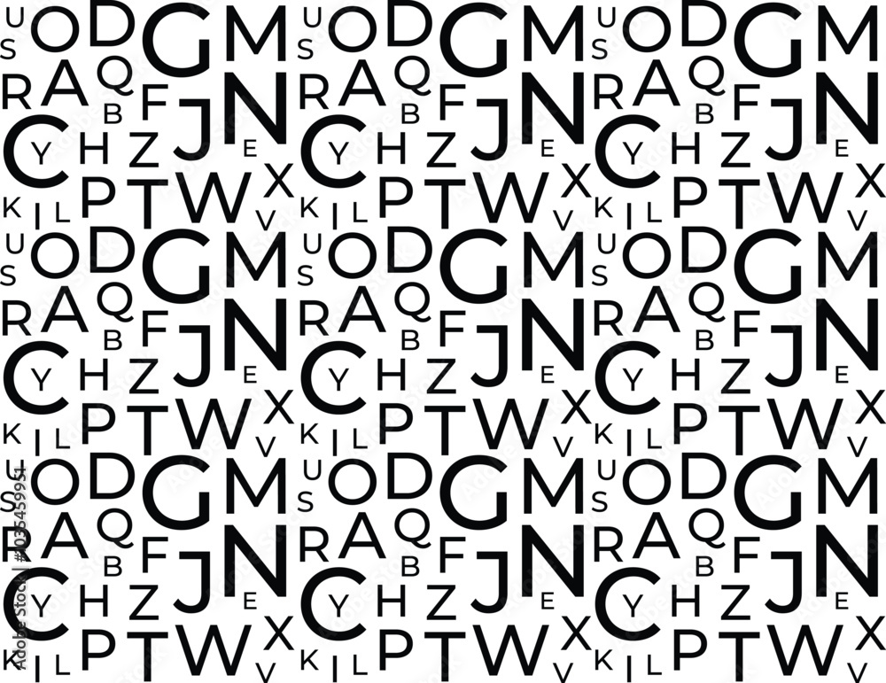 Letters of English alphabet. Abstract background. Black letters on white background. Isolated. Vector illustration Letters of English alphabet. Abstract background. Black letters on white background. Isolated. Vector illustration