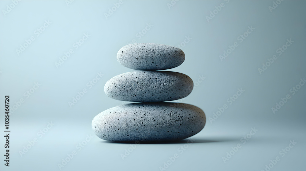 Balanced Minimalist Stack of Three Smooth Stones on Natural Surface, Symbolizing Harmony and Tranquility Balanced Minimalist Stack of Three Smooth Stones on Natural Surface, Symbolizing Harmony and Tranquility