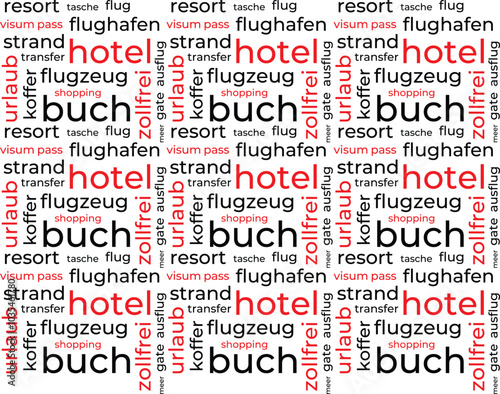 Wortwolke Vorlage über Reisen in deutscher Sprache. Konzeptueller Vektor Hintergrund