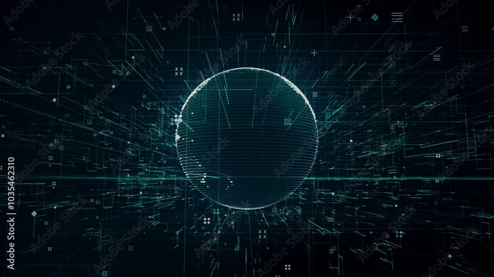 global network animation symbolizing global IT and virtual digital world, 4K tech animation