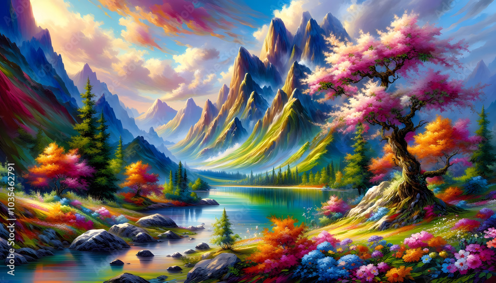 Harmony of nature: the beauty of mountains, forests, rocks, wildflowers, and lakes Harmony of nature: the beauty of mountains, forests, rocks, wildflowers, and lakes