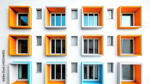 Modern Building Facade with Colorful Windows